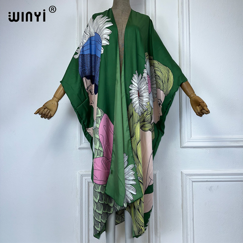 Cover Up Kaftan - WINYI boho print Kimono sexy Cardigan