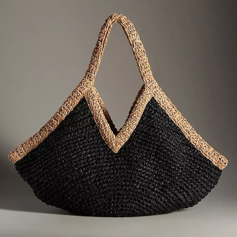 Tote Bag Beach - Colorblock Straw Woven Tote Bag,Women Summer