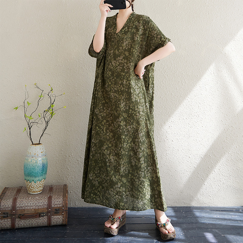 Summer V-Neck Loose Cotton Lin - огляд і ціна Linen Dress Wrap