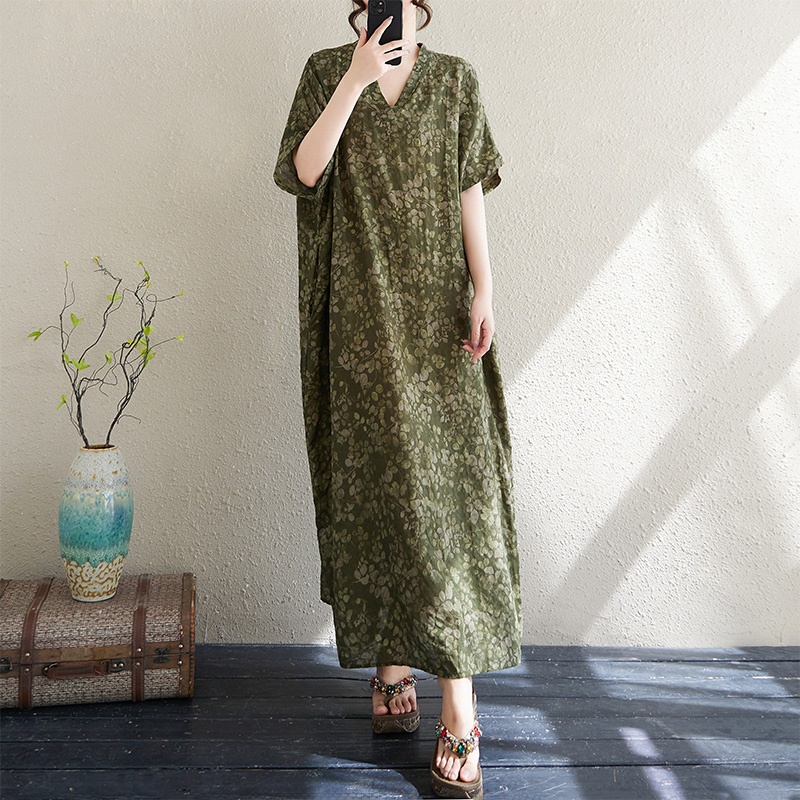 Summer V-Neck Loose Cotton Lin - огляд і ціна Linen Dress Wrap