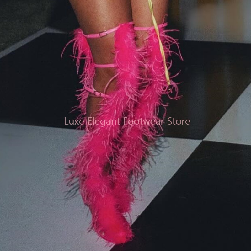 Pink Feather Strappy Hollow Bu - огляд і ціна Sandal Strappy Heeled