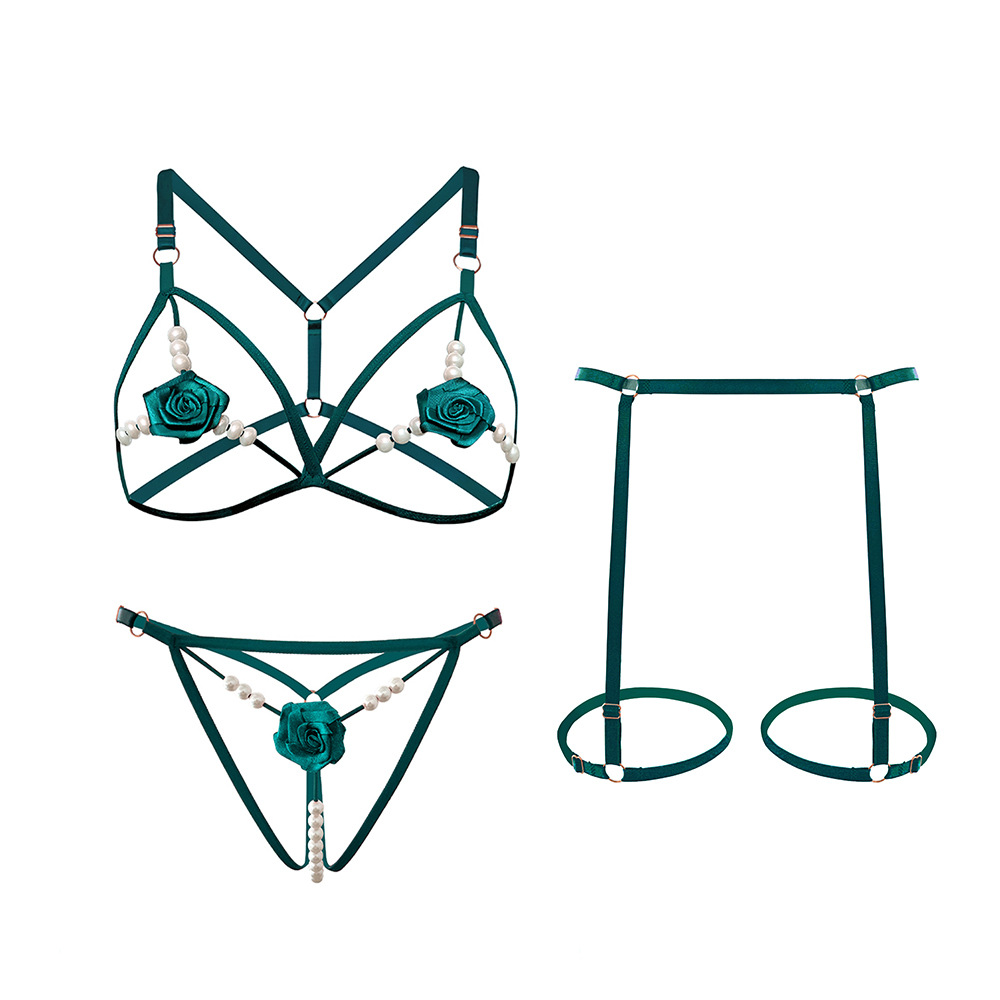 3Pcs/Set Pearl Rose Sexy Bra S - огляд і ціна Bralette Triangle Set