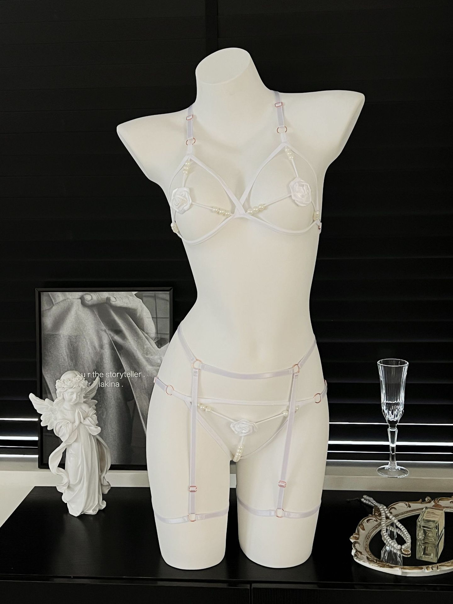 3Pcs/Set Pearl Rose Sexy Bra S - огляд і ціна Bralette Triangle Set