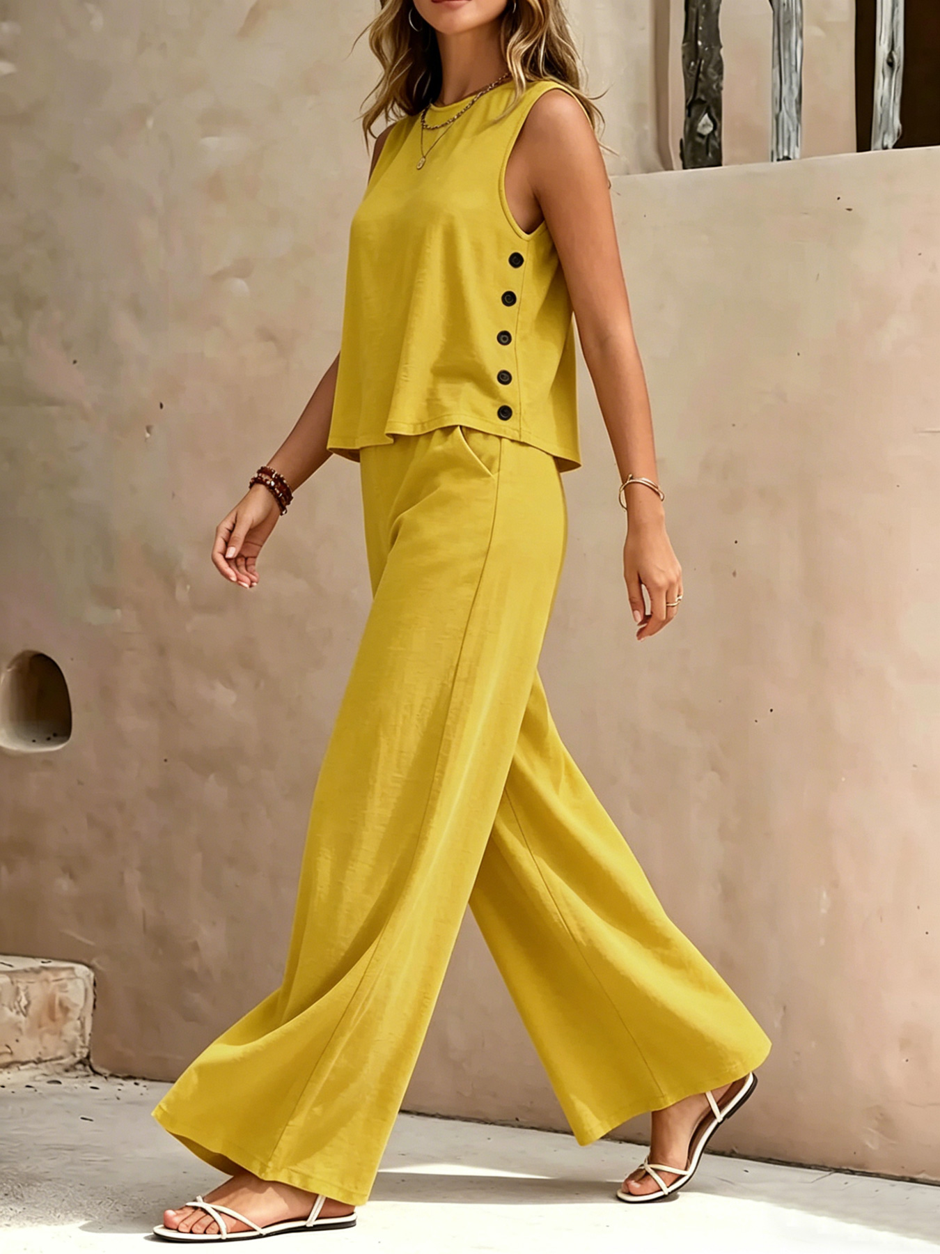 Women's Linen-Look Two-Piece S - огляд і ціна Linen Pant Wide