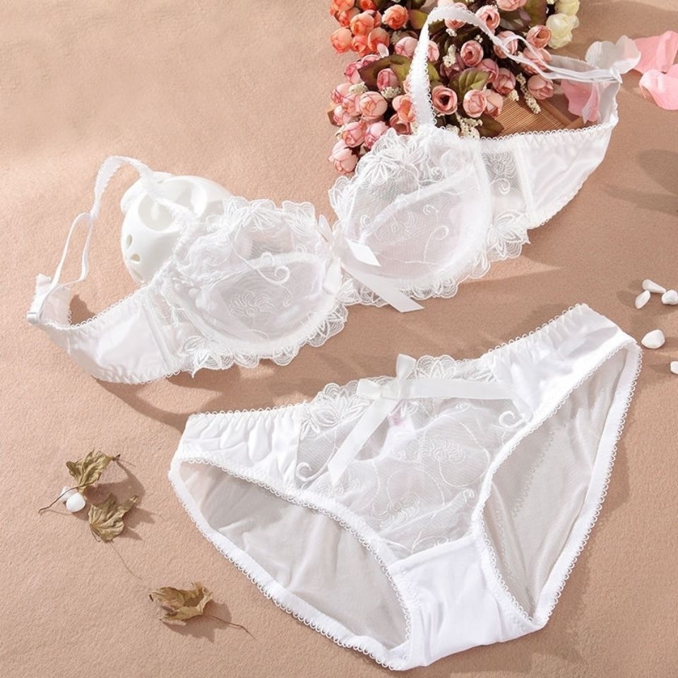 Women Bra and Panty French Emb - огляд і ціна Bralette Triangle Set