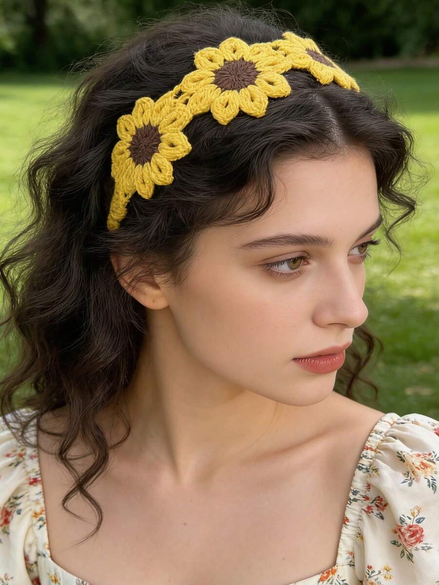 Boho Crochet Flower Headband f - огляд і ціна Headband Summer Knit