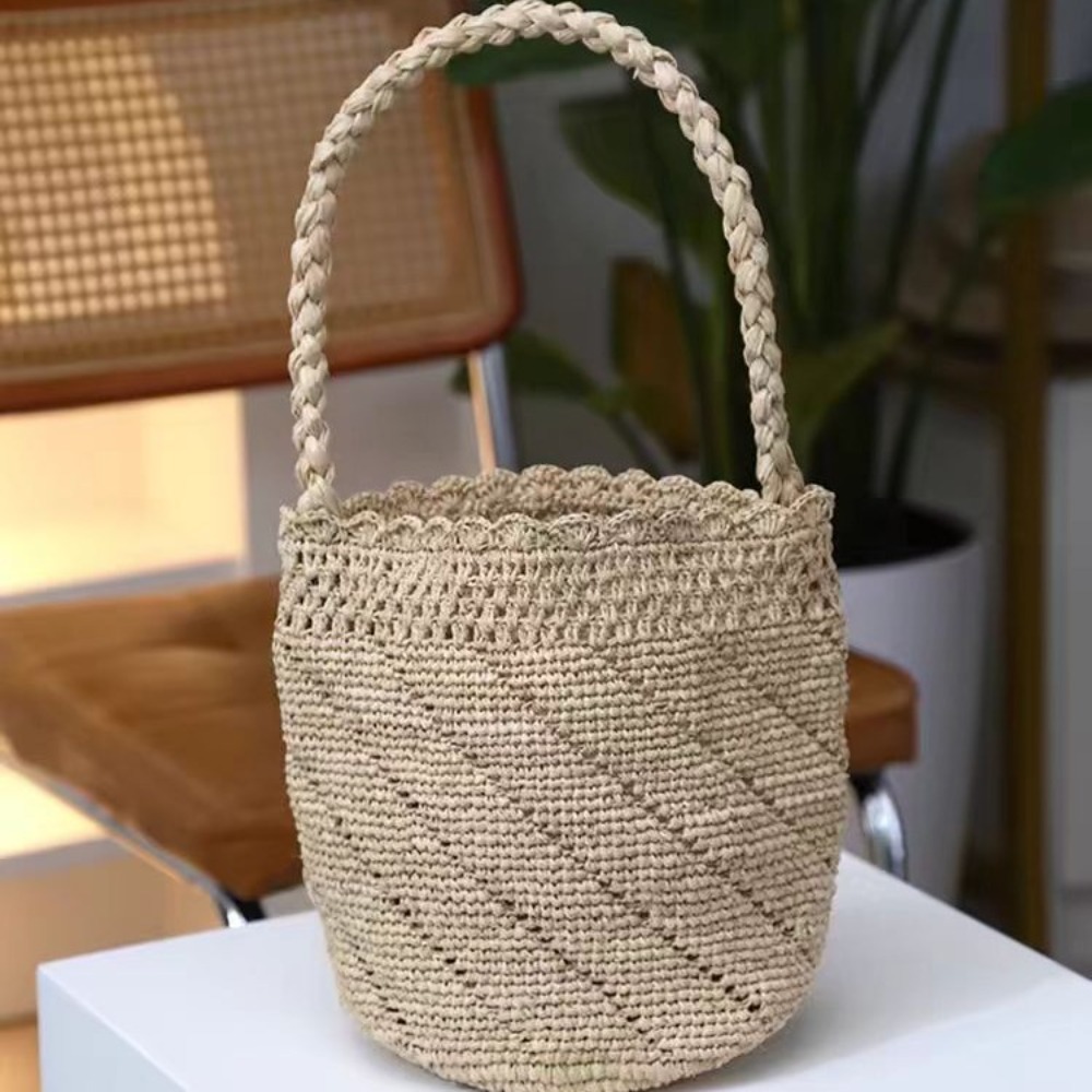 Handmade Crochet Straw Bucket  - огляд і ціна Crochet Bag Raffia