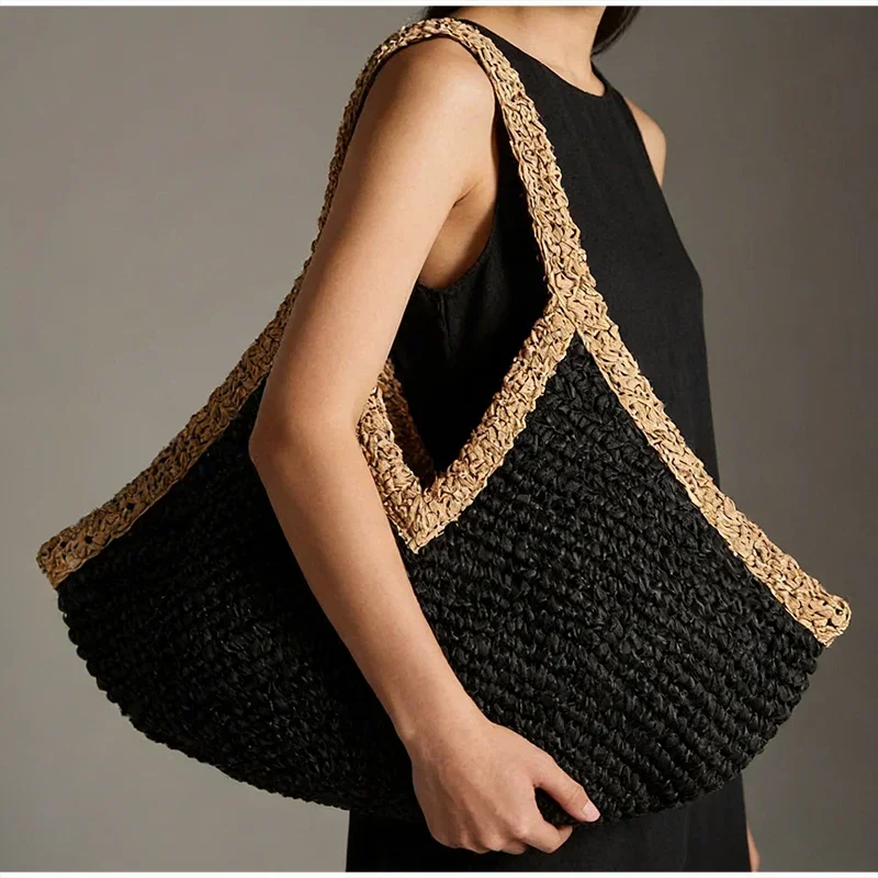 Colorblock Straw Woven Tote Ba - огляд і ціна Tote Bag Beach
